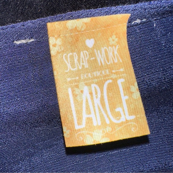 Scrap Work Balloon Sleeve Wrap Front Blouse Size Large Artsy Design Oversized - Picture 11 of 11